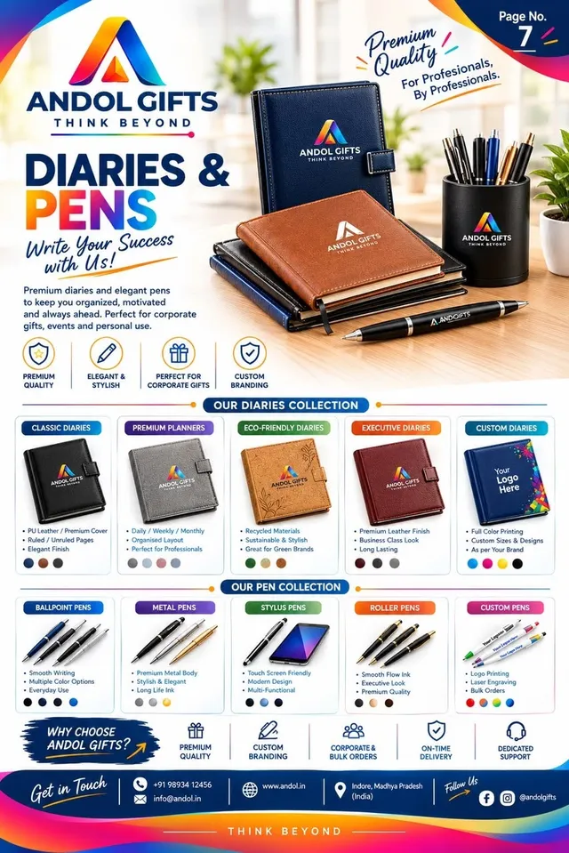 Diaries & Pens catalogue page